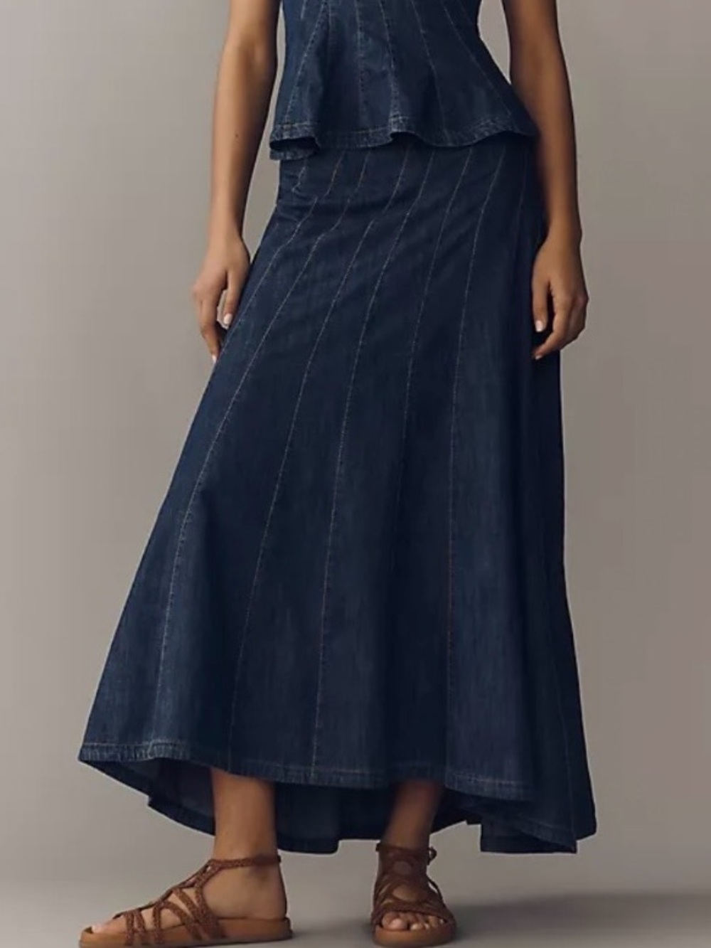 Anthropologie Swirled Denim Maxi Skirt 10 NWT - Picture 4 of 10